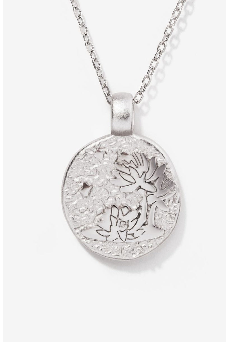 Silver Birth Flower Necklace, Main, color, Water Lily July