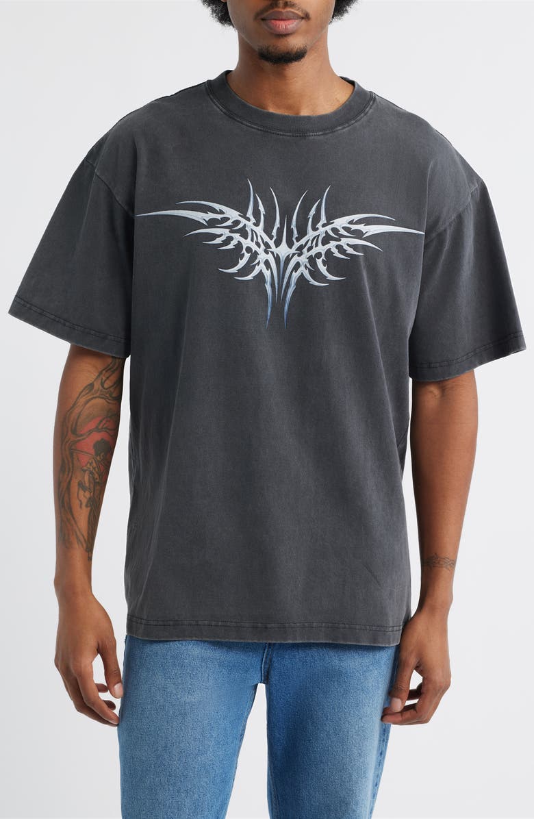 PacSun Cyber Wings Cotton Graphic T-Shirt, Main, color, Black