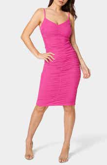 bebe Powermesh Ruched Body-Con Dress