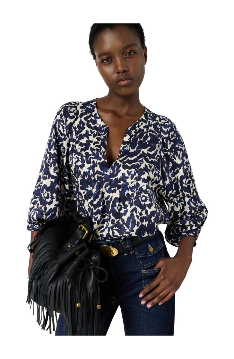 GERARD DAREL Calina Floral V-Neck Blouse, Main, color, Ink