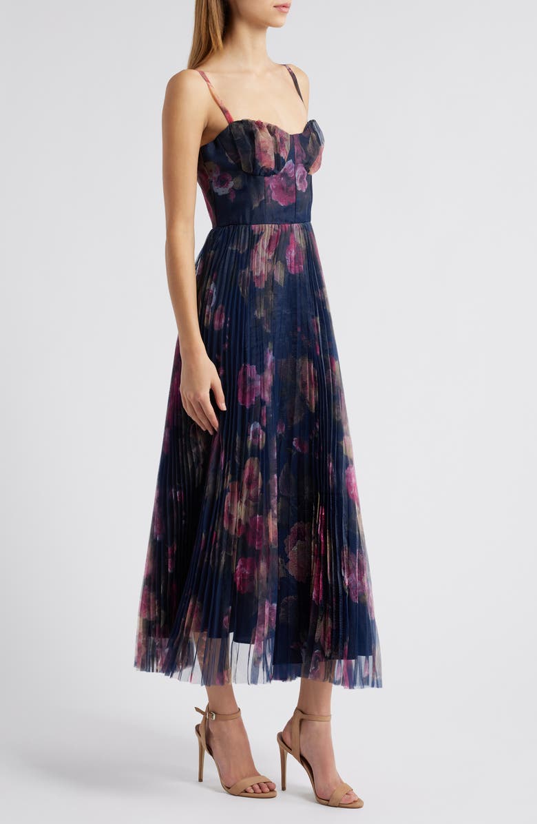 Lulus Pleated Bustier Cocktail Dress, Alternate, color,