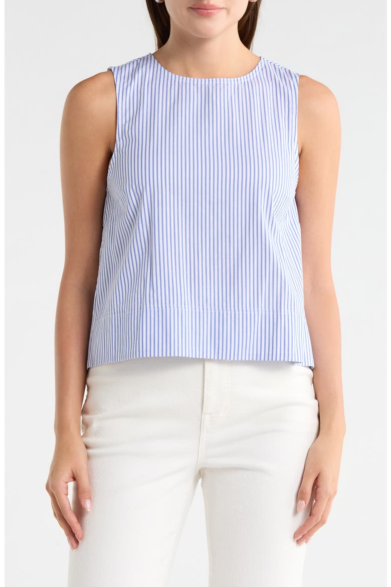 Suki Sleeveless Cotton Top, Main, color, BLUE AND WHITE STRIPE