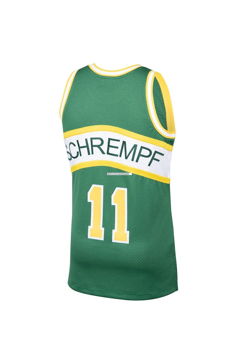 Mitchell & Ness Men's Mitchell & Ness Detlef Schrempf Green Seattle SuperSonics 1994/95 Hardwood Classics Swingman Jersey, Alternate, color, Green