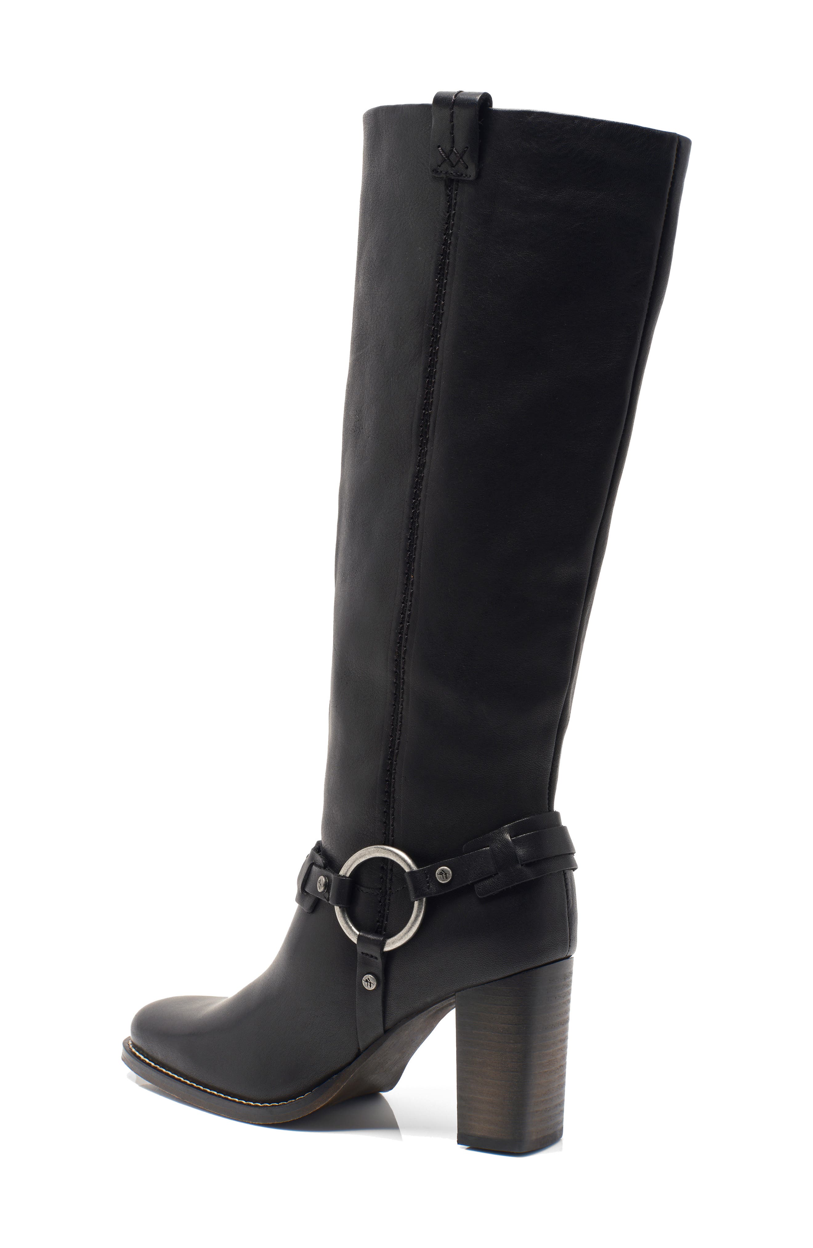 Free People Heidi Harness Tall Boot, Alternate, color, Black Leather