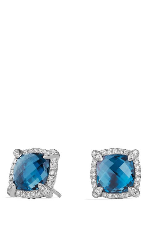 Châtelaine Pavé Bezel Stud Earrings with Diamonds