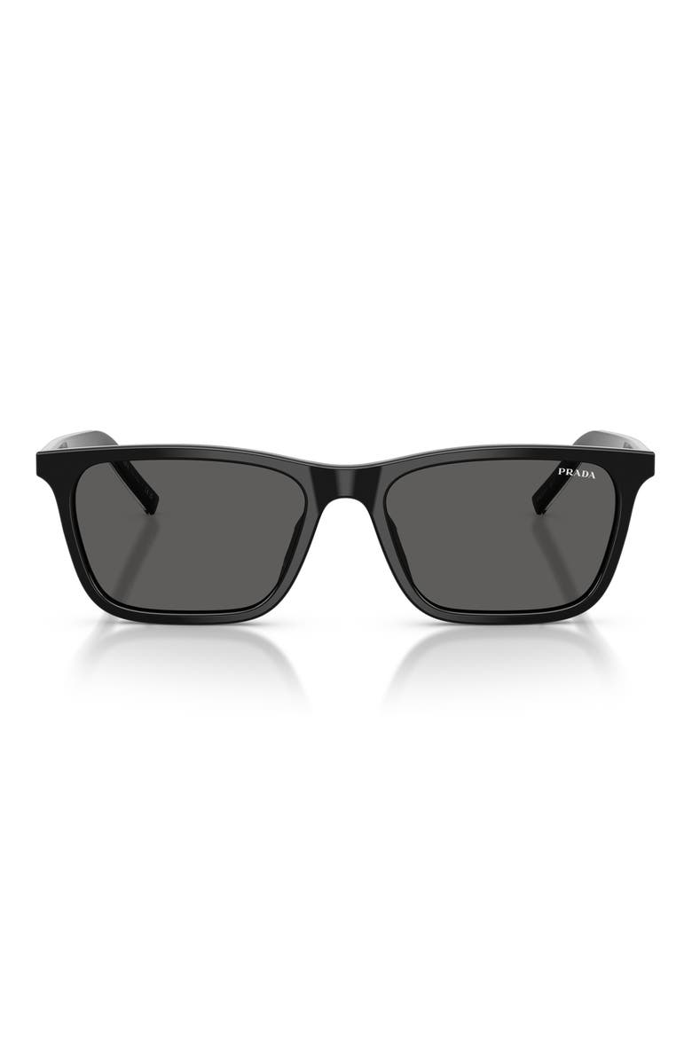 PR D19SF 56mm Rectangle Sunglasses, Main, color, BLACK / DARK GREY