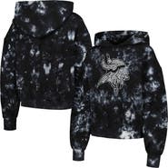 THE WILD COLLECTIVE Women's The Wild Collective  Black Minnesota Vikings Tie-Dye Cropped Pullover Hoodie