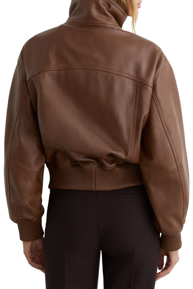 Cara Leather Bomber Jacket, Alternate, color, CHESTNUT BROWN