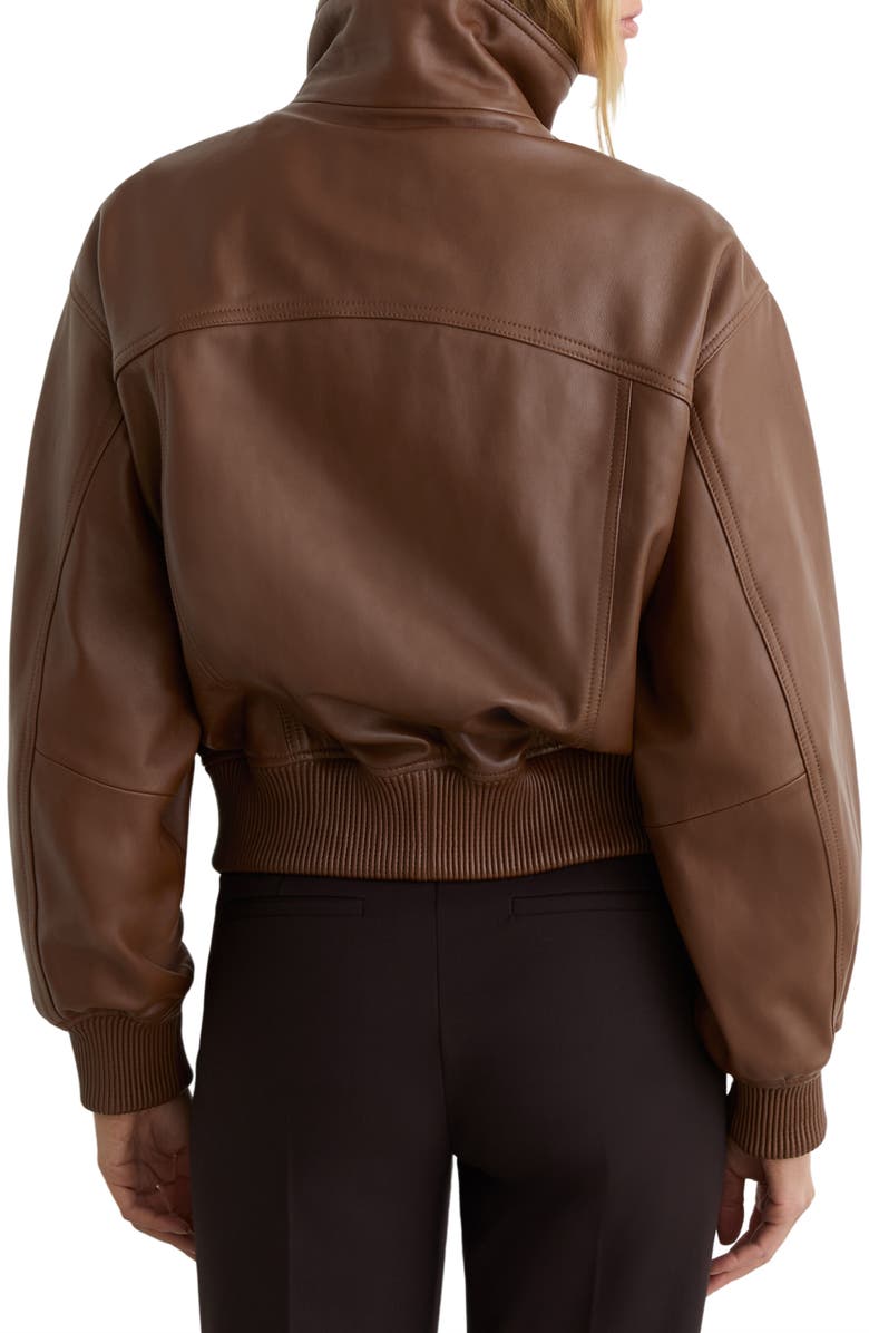 Reiss Cara Leather Bomber Jacket, Alternate, color, Chestnut Brown