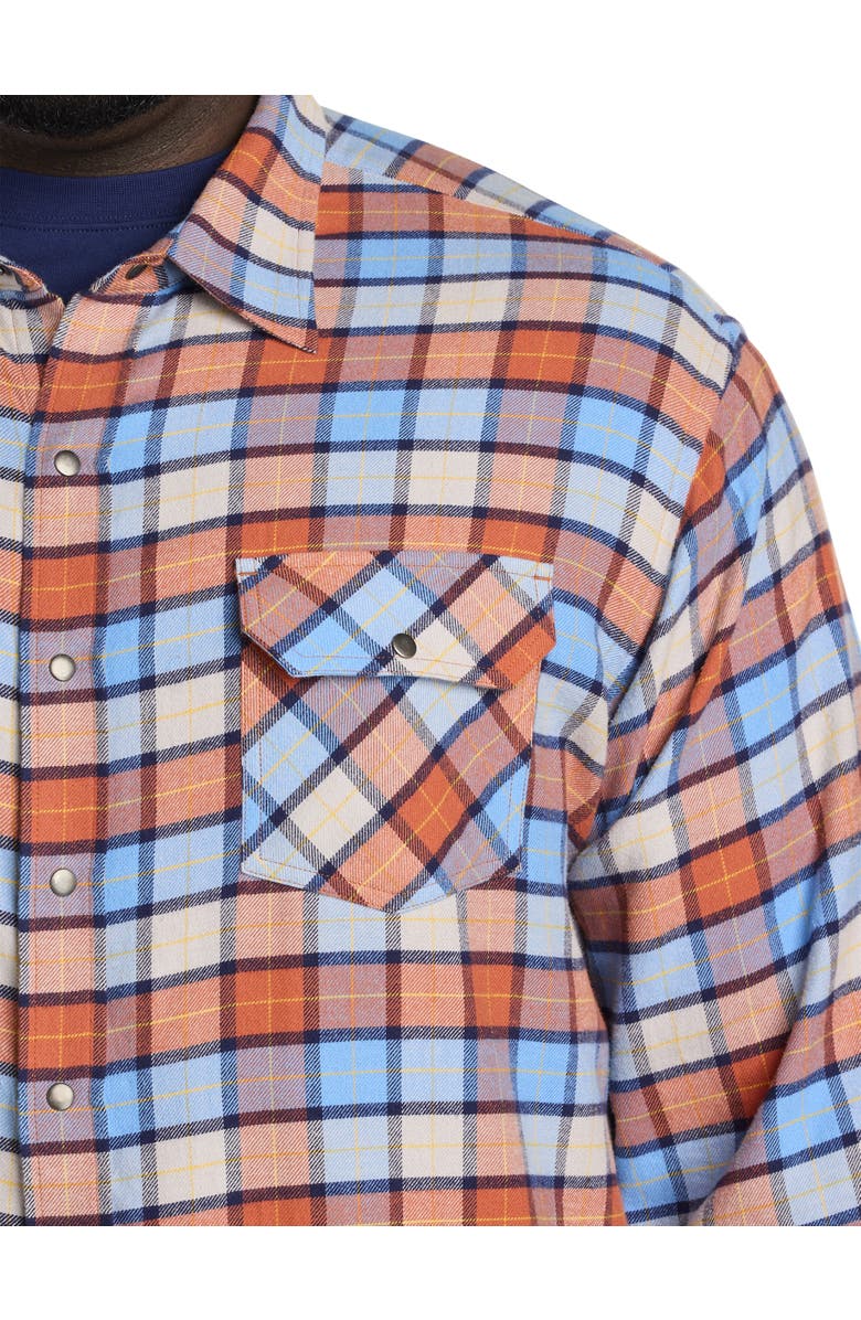 Harbor Bay by DXL Big & Tall Medium Plaid Flannel Sport Shirt, Alternate, color, Orange-Blue Multi