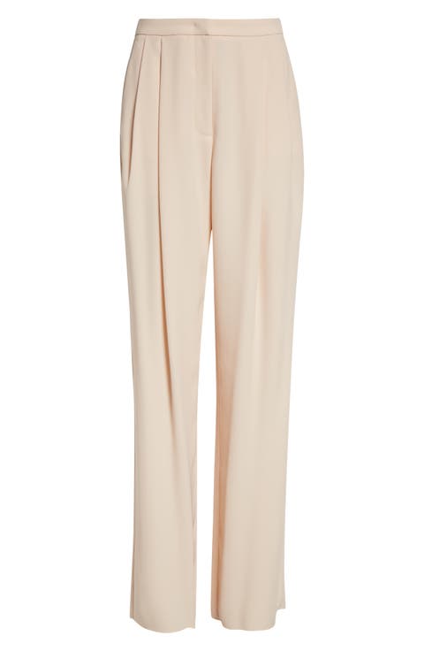 Pleated Gabardine Wide Leg Pants