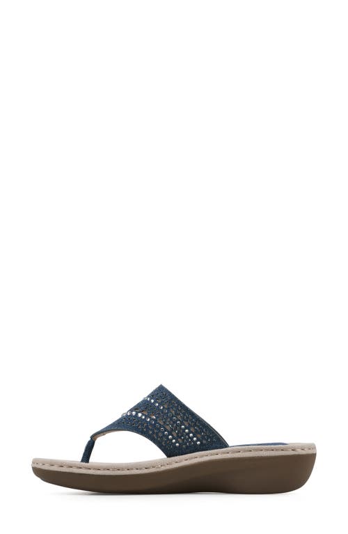 Cliffs By White Mountain Comate Wedge Sandal In Mid Blue Denim Fabric