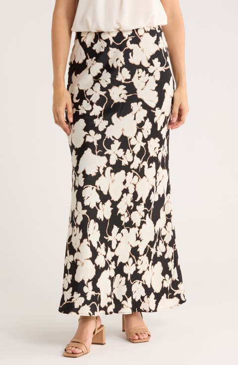 Textured Satin Bias Maxi Skirt