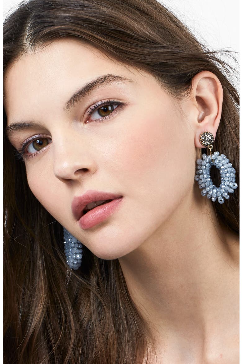Eve Beaded Drop Earrings, Alternate, color, GREY