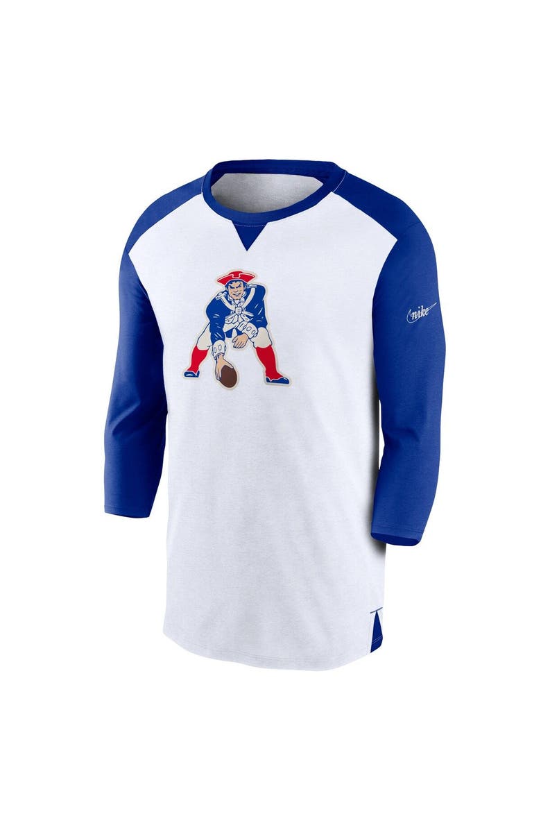Nike Men's Nike White/Royal New England Patriots Rewind 3/4-Sleeve T-Shirt, Alternate, color, 