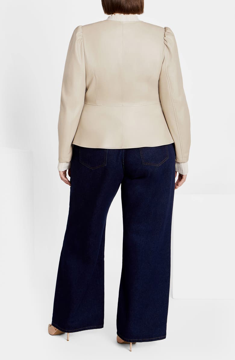 City Chic Mallory Faux Leather Jacket, Alternate, color, Cream