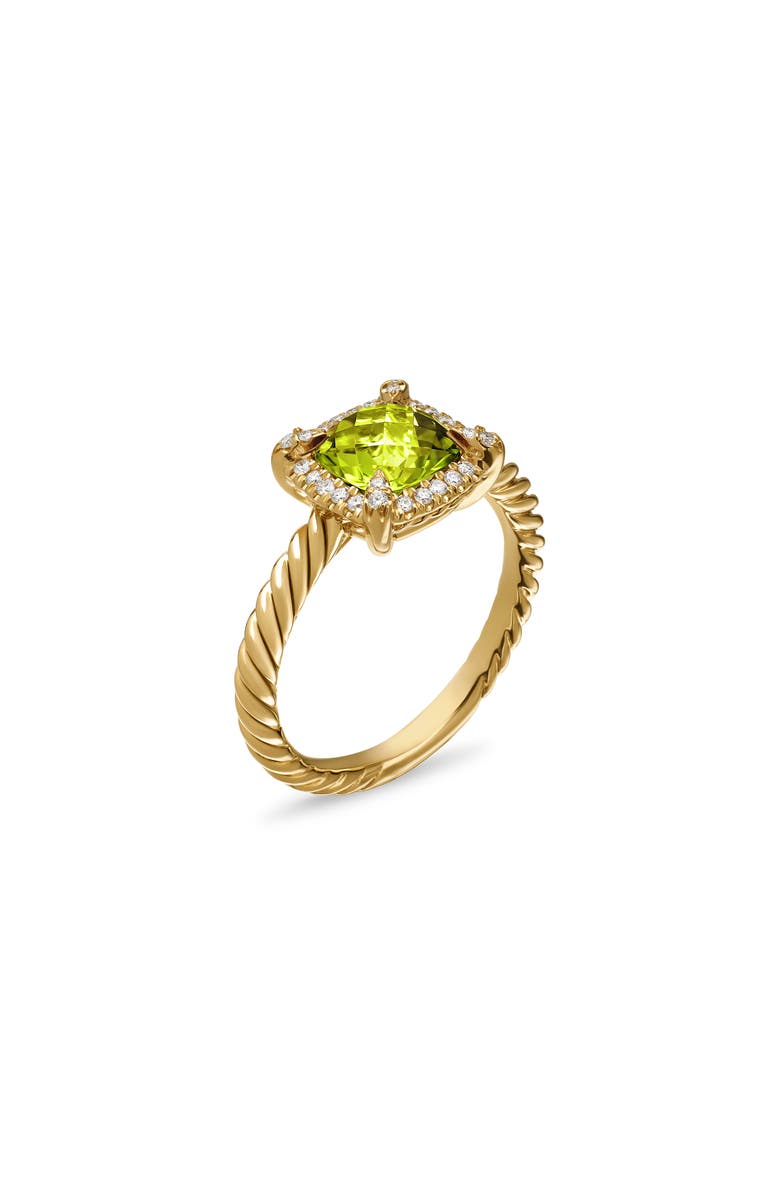 David Yurman Petite Chatelaine<sup>®</sup> Pavé Bezel Ring, Alternate, color, Yellow Gold/ Peridot