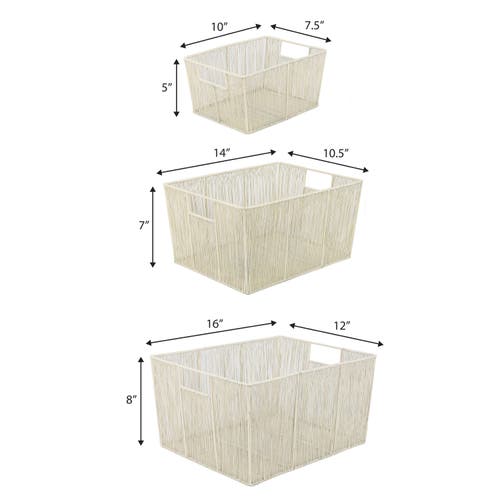 Happimess Sutton Modern Glam Handmade Wire Metal Nesting Storage Baskets In Neutral