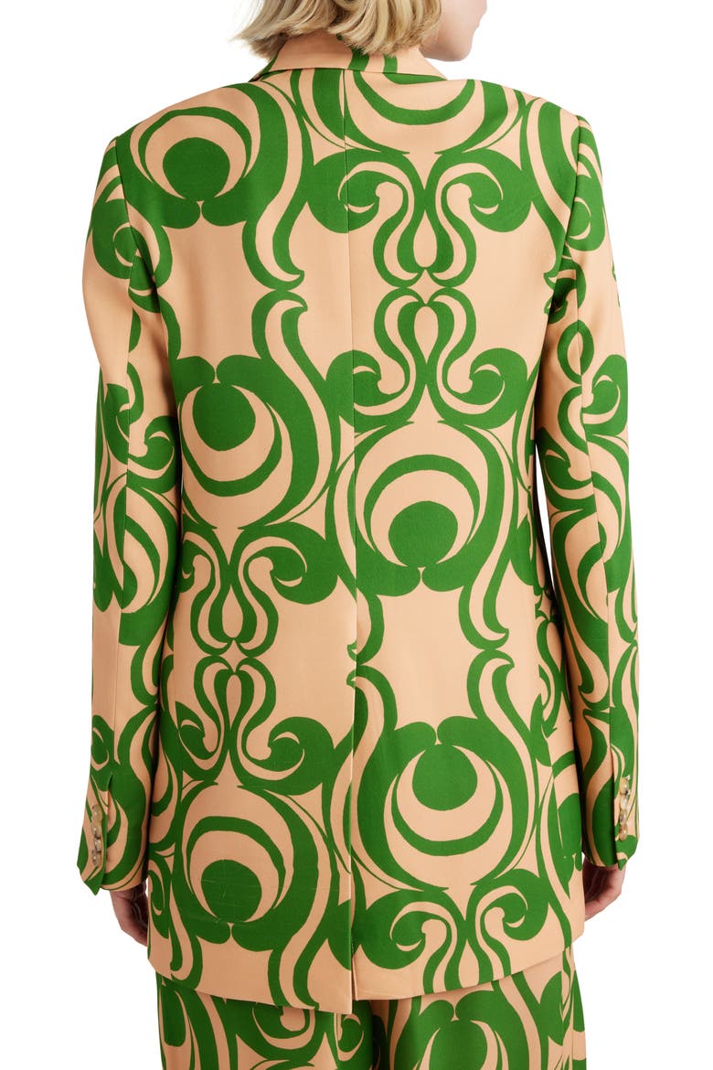 Swirl Print One-Button Blazer, Alternate, color, GREEN