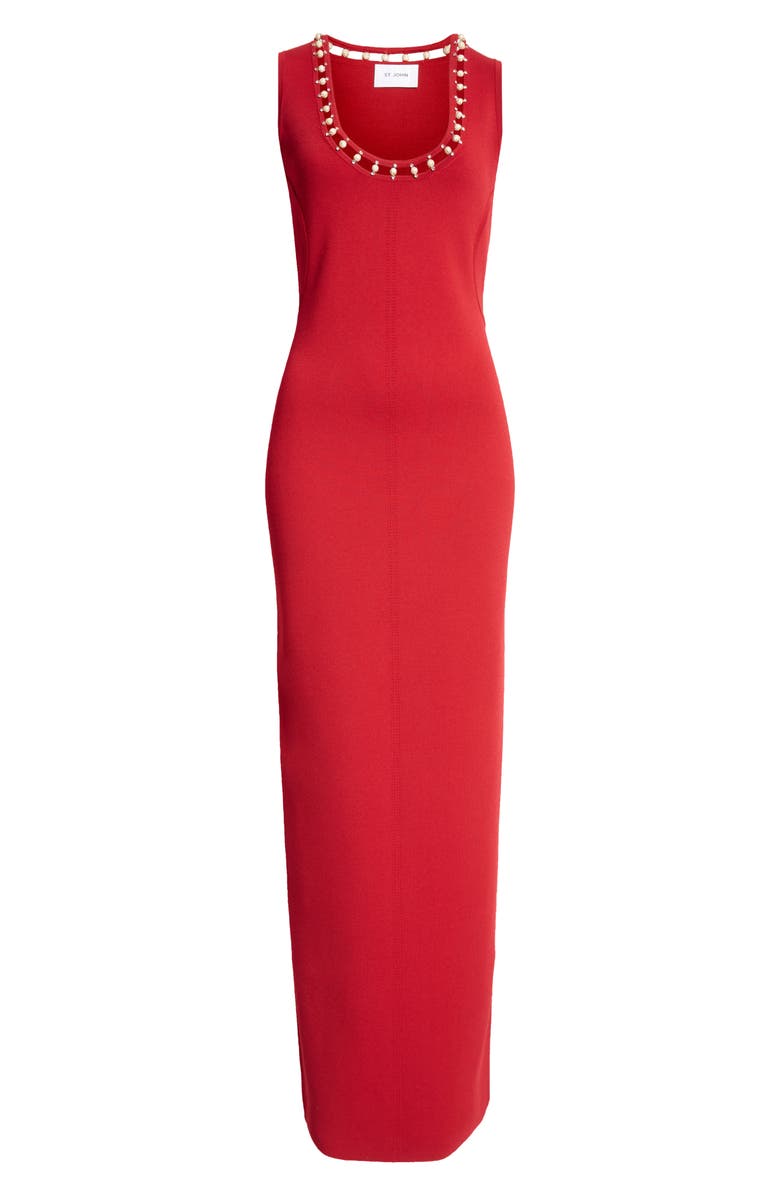 ST. JOHN Embellished Milano Knit Gown, Alternate, color, Hard Haute Red