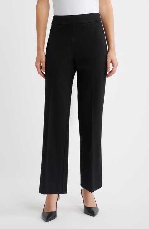 Pull On Welt Pocket Wide Leg Pants