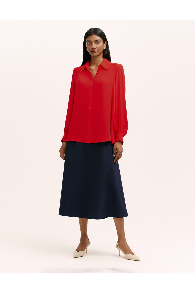 Melina Chiffon Button Down Blouse, Alternate, color, Red