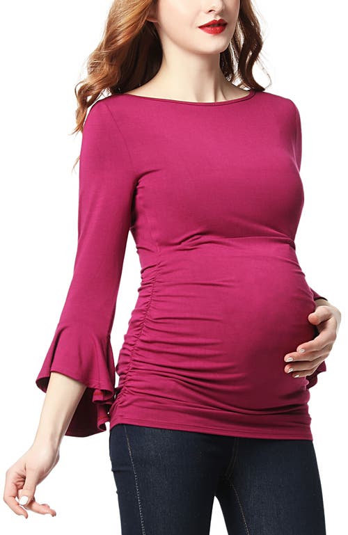 Kimi & Kai Andrea Maternity Ruched Top In Berry