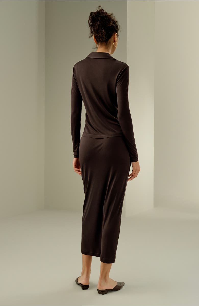 Lilysilk Basic Slim Silk Jersey Shirt, Alternate, color, Cocoa