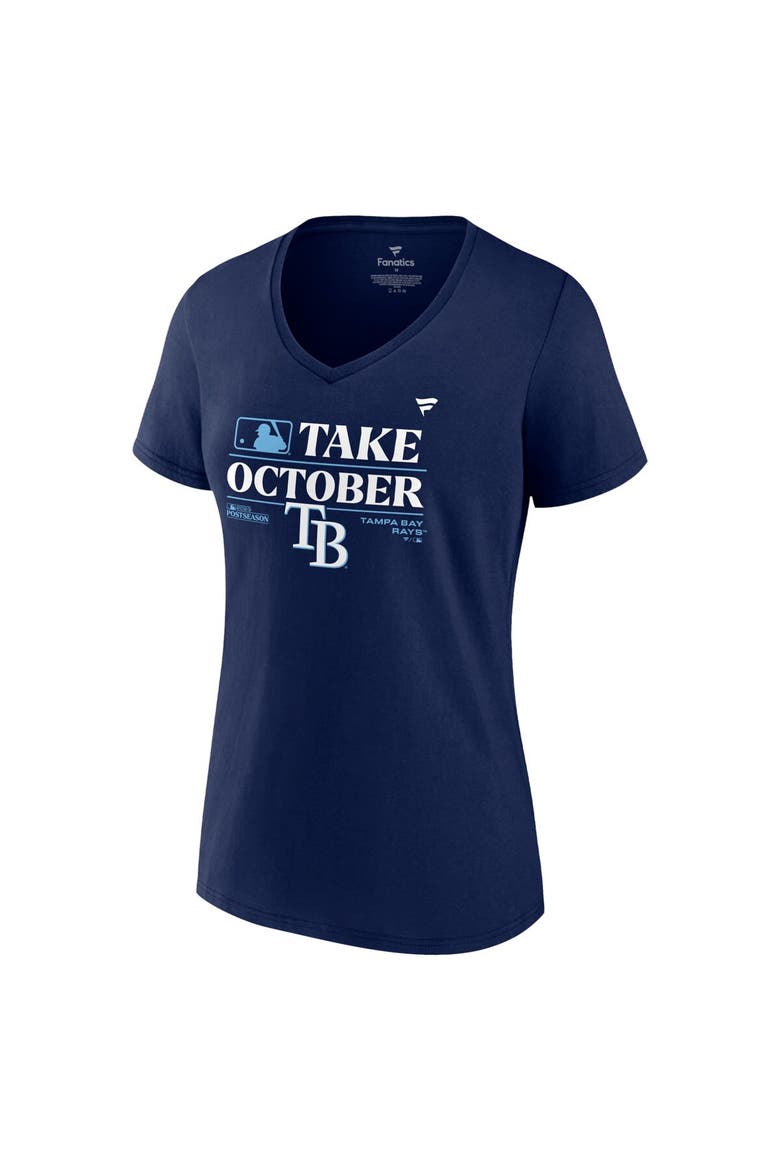 Women's Fanatics Branded  Navy Tampa Bay Rays 2023 Postseason Locker Room V-Neck T-Shirt, Alternate, color, Navy
