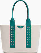 Aviteur Intreccio Weave Canvas Leather Handle Tote