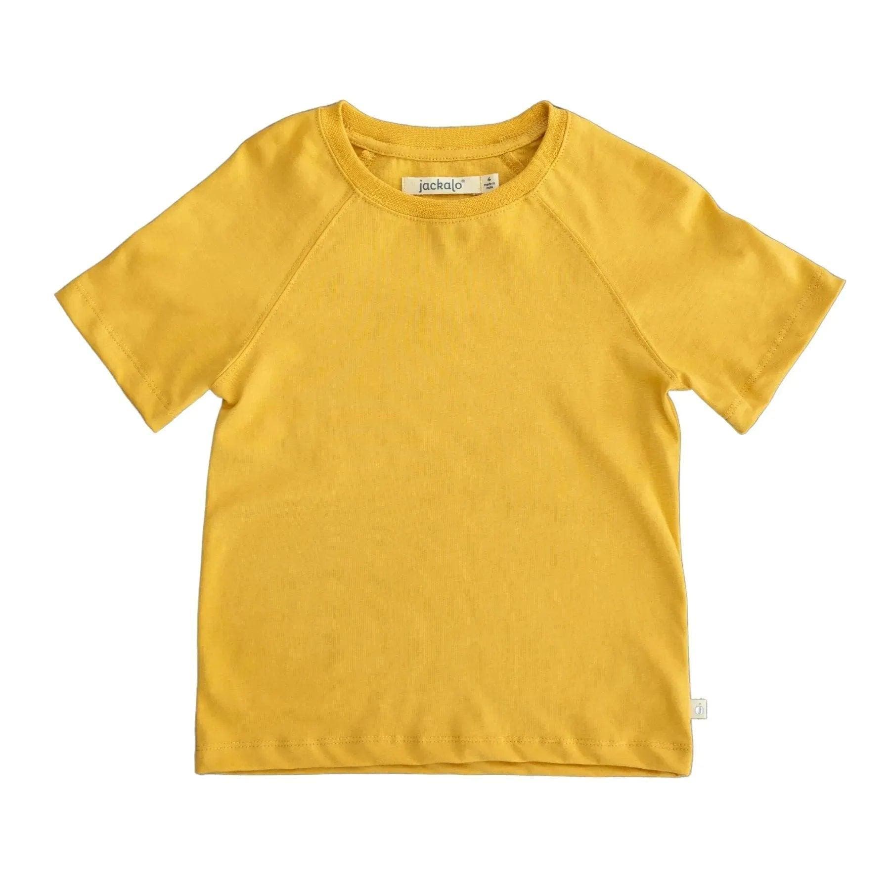 Jackalo Kids' Organic Cotton Raglan T-Shirt in Ochre 