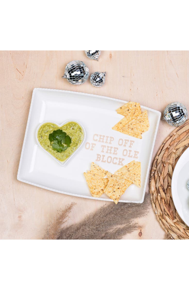 Totalee Gift Heart/Chip Platter & Bowl Set of 2 Ceramic White, Alternate, color,