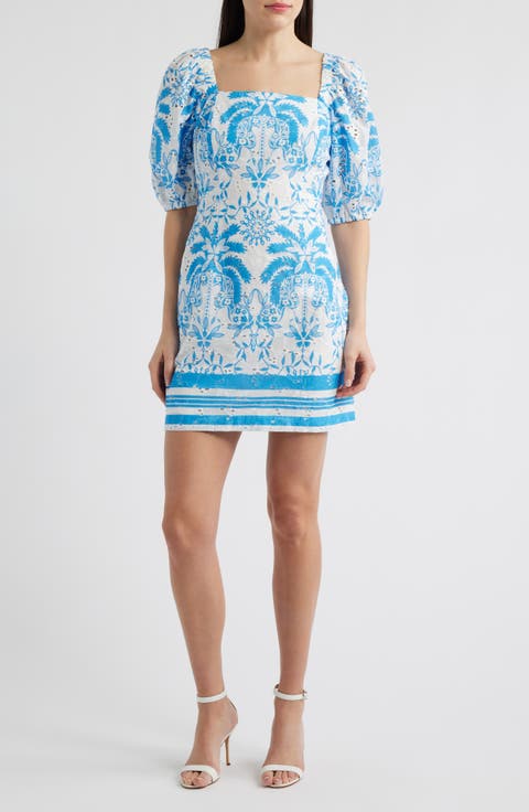 Eyelet Puff Sleeve Minidress