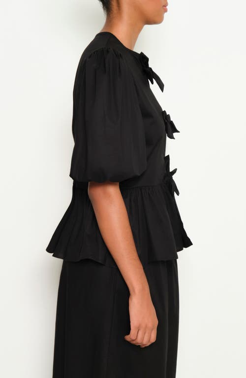 The Lulo Project Orquid Tie Front Stretch Cotton Top In Black