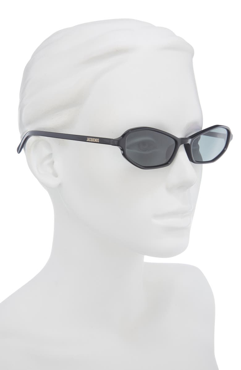 Jacquemus Les Lunettes Jac 54mm Polarized Irregular Sunglasses, Alternate, color, Black/Light Gold/Grey