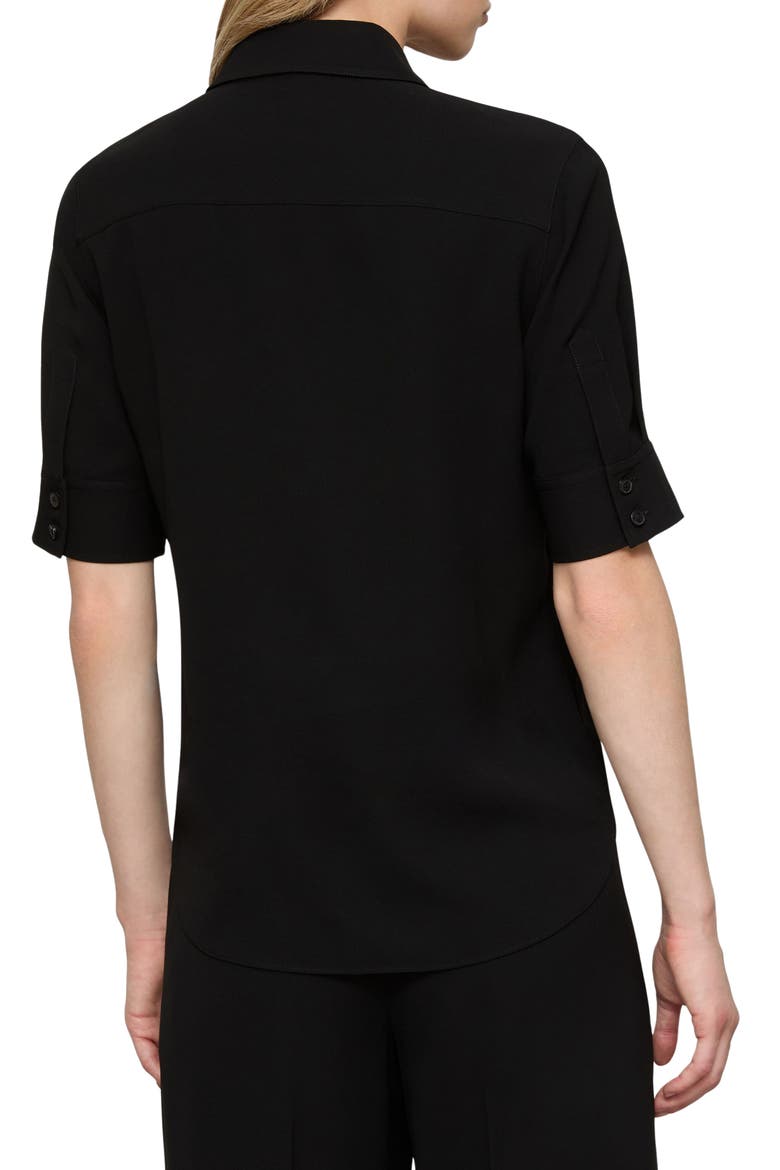 Finesse Crepe Button-Up Shirt, Alternate, color, BLACK