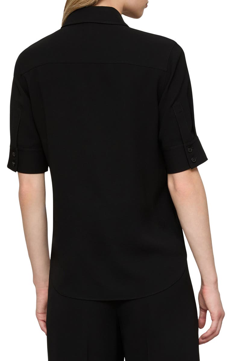 Lafayette 148 New York Finesse Crepe Button-Up Shirt, Alternate, color, Black