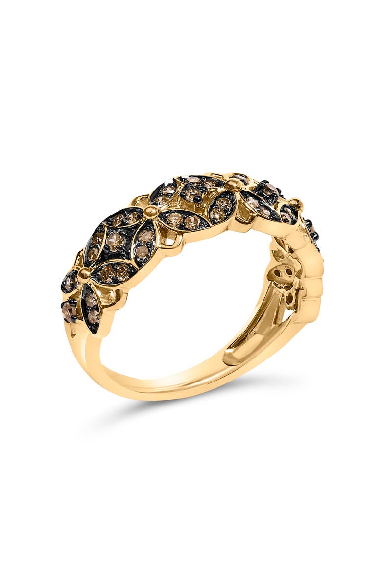 10K Yellow Gold Plated Silver 3/8 Cttw Champagne Diamond Lattice Work Band Ring, Alternate, color, Yellow Gold over Silver
