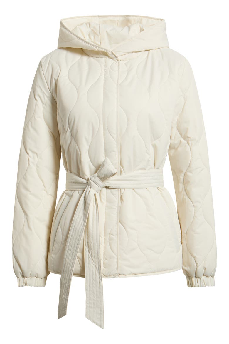 Belted Hooded Soft Puffer Coat, Main, color, CREAM