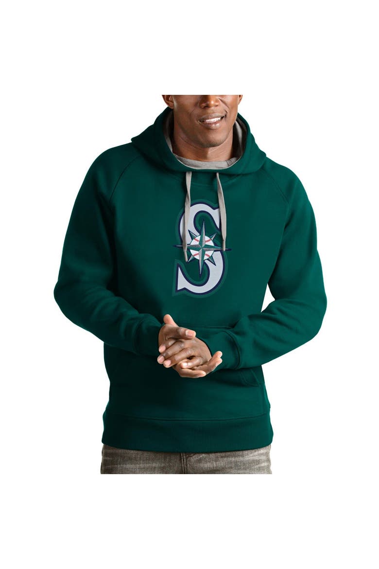Men's Antigua Aqua Seattle Mariners Victory Pullover Team Logo Hoodie, Alternate, color, Teal