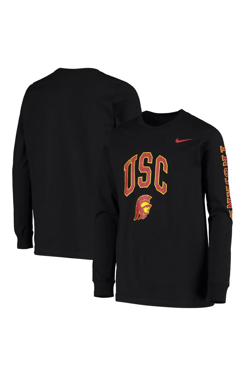 Nike Youth Nike Black USC Trojans Arch & Logo 2-Hit Long Sleeve T-Shirt, Main, color, Black