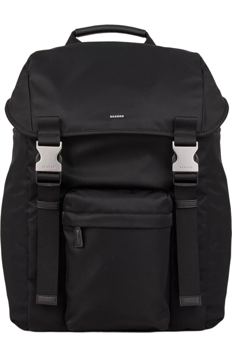 SANDRO Recycled leather backpack, Alternate, color, Black