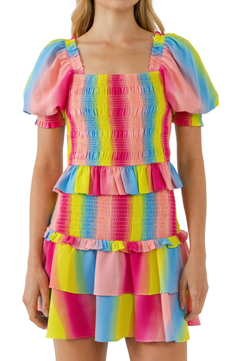 Ombré Stripe Smocked Top, Alternate, color, MULTI