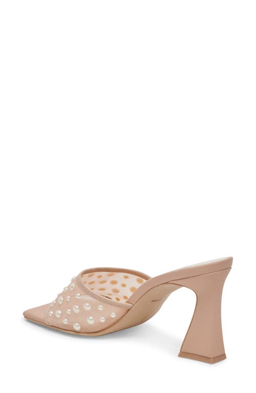 Dolce Vita Nadra Faux Pearl Mesh Mule Sandal In Blush Mesh