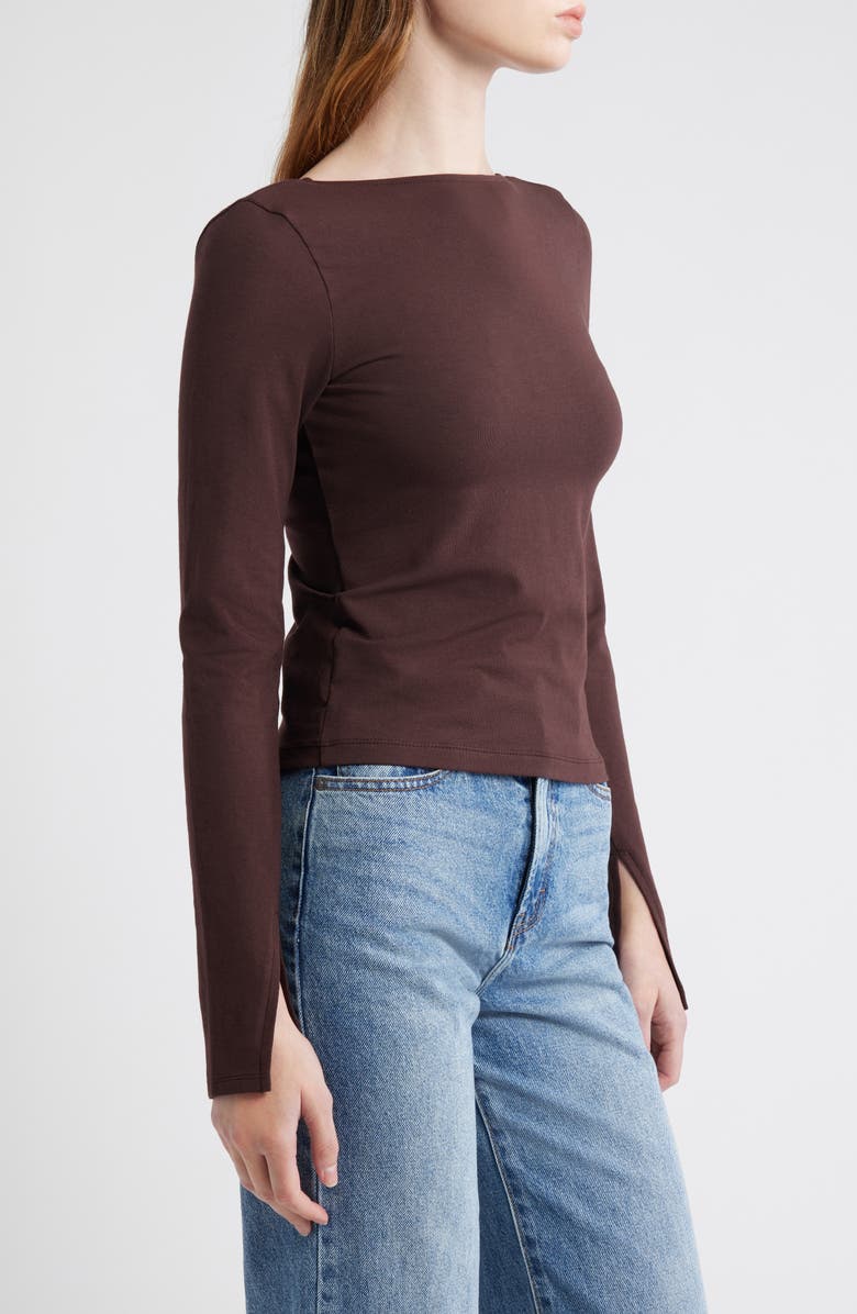 Madewell Long Sleeve Scoop Back T-Shirt, Alternate, color, Chocolate Raisin