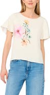 Vince Camuto Placed Floral Flutter Sleeve Top