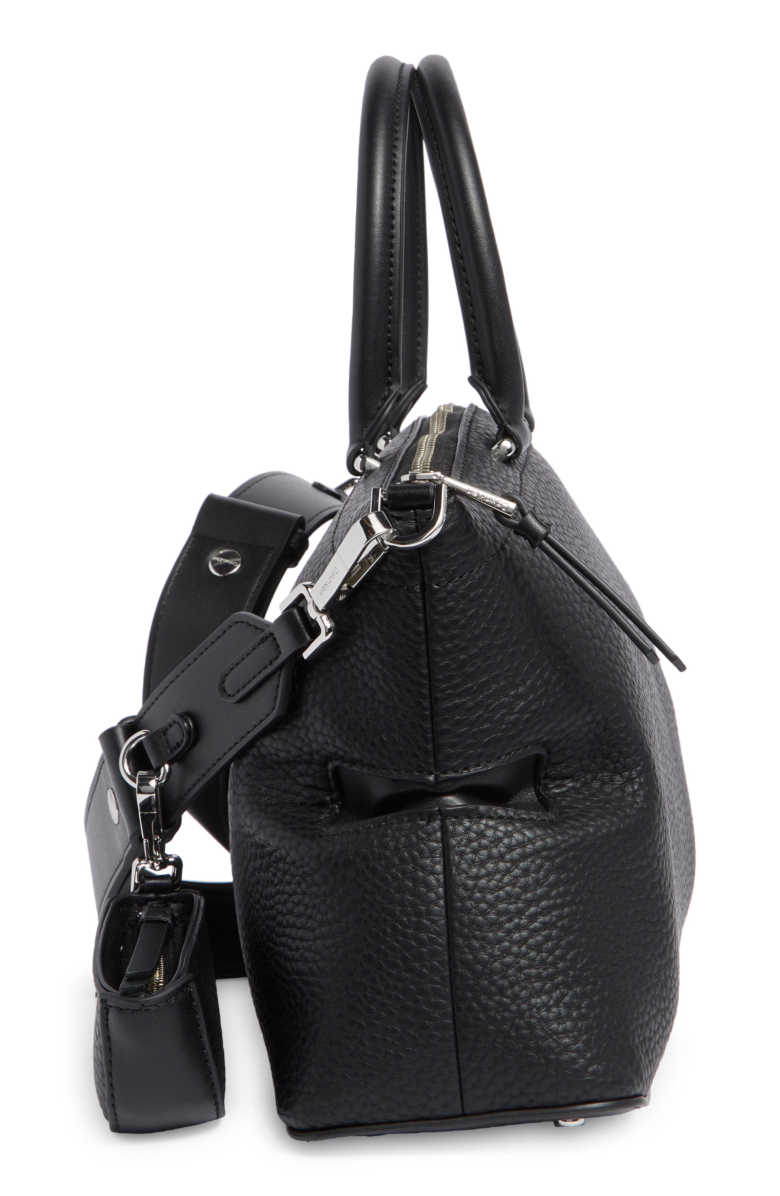 Calvin Klein Cypress Satchel Bag, Alternate, color, Black/ Silver