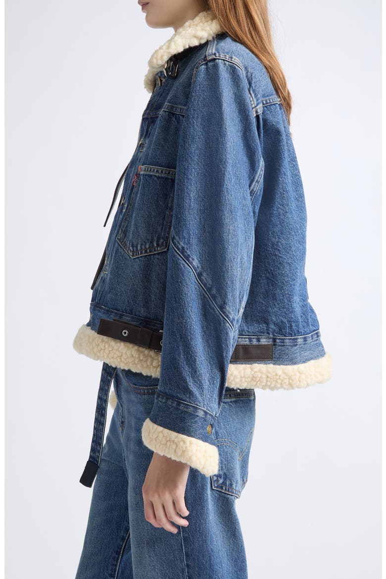 Levi's® Denim Jacket with Leather & Faux Shearling Trim, Alternate, color, BLUE