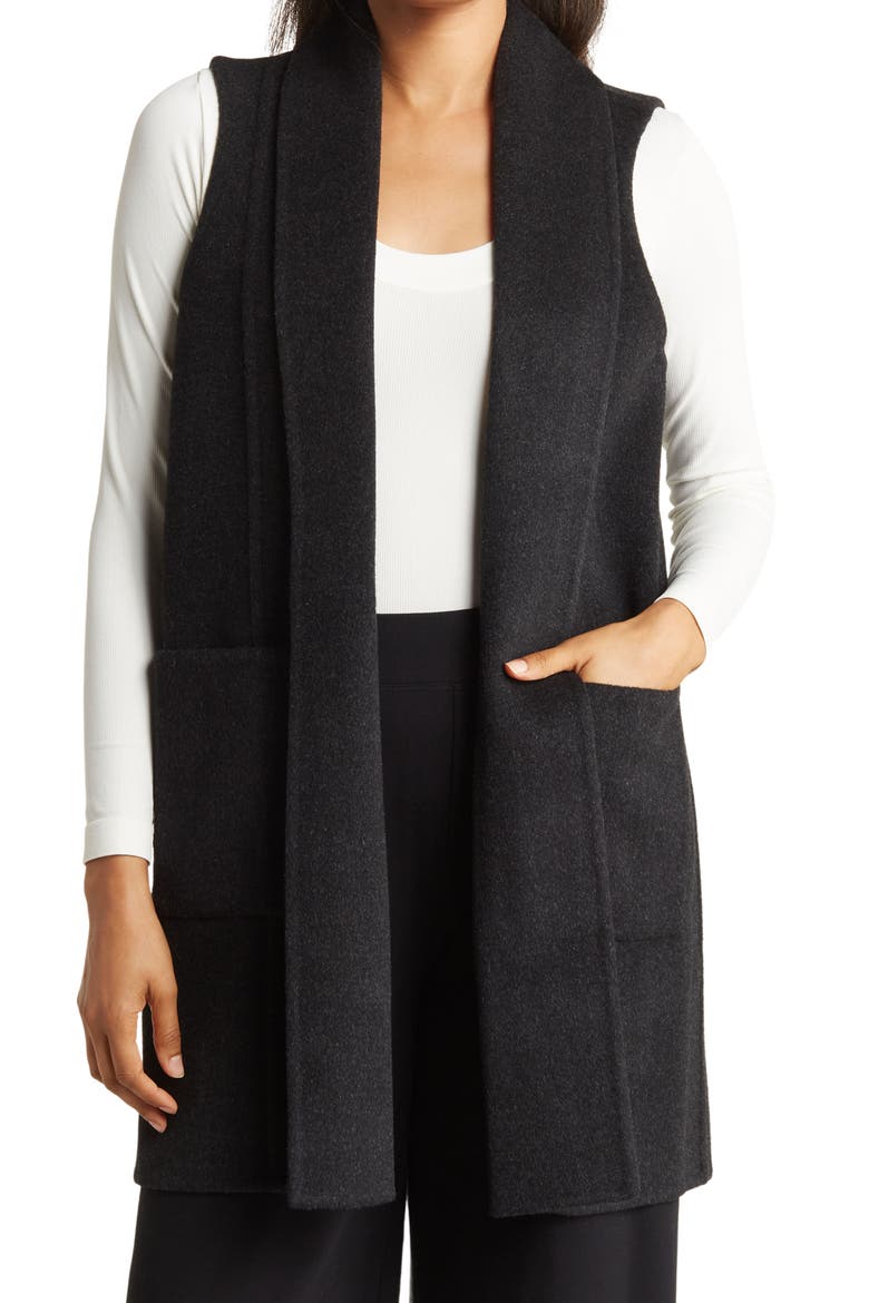 Shawl Collar Vest, Main, color, CHARCOAL