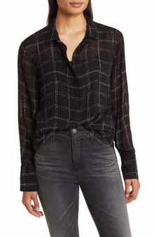 Windowpane Check Woven Button-Up Shirt